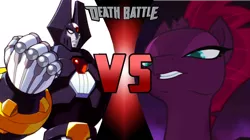 Size: 750x421 | Tagged: safe, banned from derpibooru, deleted from derpibooru, derpibooru import, edit, editor:mega-poneo, tempest shadow, crossover, death battle, exploitable meme, high max, megaman, megaman x, meme