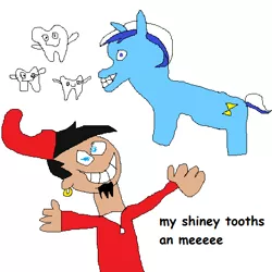 Size: 512x512 | Tagged: safe, artist:dellovan, banned from derpibooru, deleted from derpibooru, derpibooru import, minuette, human, chip skylark, comic sans, crossover, ms paint, smiling, stylistic suck, teeth, the fairly oddparents, tooth