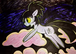 Size: 1465x1051 | Tagged: safe, artist:covenantkiller, banned from derpibooru, deleted from derpibooru, derpibooru import, oc, oc:haruka takahashi, aura, cloud, colored, cute, female, goofy, happy, mare, traditional art