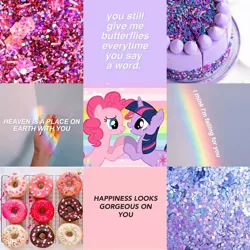 Size: 1200x1200 | Tagged: safe, artist:aesthetics2spare, banned from derpibooru, deleted from derpibooru, derpibooru import, pinkie pie, twilight sparkle, female, lesbian, moodboard, shipping, twinkie