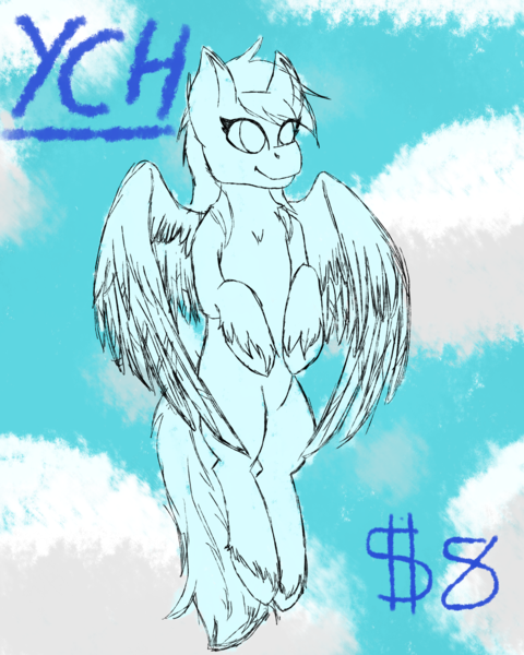 Size: 2000x2500 | Tagged: safe, artist:scribblescribe, banned from derpibooru, deleted from derpibooru, derpibooru import, advertisement, cloud, commission, flying, open, sky, solo, your character here