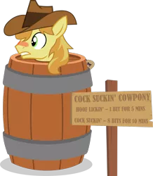Size: 1402x1611 | Tagged: suggestive, banned from derpibooru, deleted from derpibooru, derpibooru import, edit, editor:feathertrap, braeburn, earth pony, pony, 1000 hours in ms paint, barrel, barrel pillory, blushing, bondage, bondage furniture, exhibitionism, fetish, hoof fetish, hoof licking, humiliation, implied gay, implied oral, implied sex, in a barrel, licking, lock, male, malesub, padlock, prostitution, public humiliation, public use, sign, simple background, solo, stallion, stocks, submissive, text, tongue out, transparent background, vector