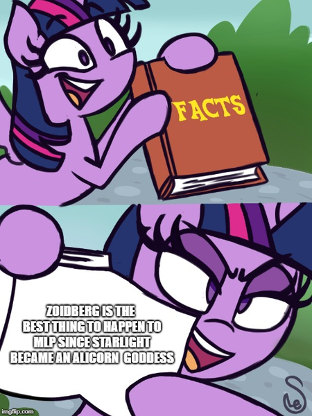 Size: 500x667 | Tagged: safe, artist:quarium edits, banned from derpibooru, deleted from derpibooru, derpibooru import, edit, starlight glimmer, twilight sparkle, alicorn, 2 panel comic, caption, comic, ed edd n eddy, exploitable, exploitable meme, futurama, image macro, joke, meme, op is trying too hard, season 14, solo, template, twilight's fact book, twilight sparkle (alicorn), zoidberg