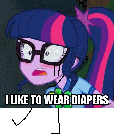 Size: 437x512 | Tagged: suggestive, banned from derpibooru, deleted from derpibooru, derpibooru import, edit, edited edit, edited screencap, editor:victorfazbear, screencap, sci-twi, twilight sparkle, equestria girls, legend of everfree, 1000 hours in ms paint, blushing, camp everfree outfits, caption, cropped, diaper, diaper fetish, discovery kids, fetish, forest, glasses, hairpin, image macro, legs, meme, ms paint, ms paint adventures, ms paint skills almost non-existent, open mouth, outdoors, simple background, solo, stars, teeth, text, transparent background, why does this exist