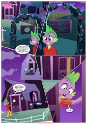 Size: 1200x1697 | Tagged: safe, artist:bbmbbf, banned from derpibooru, deleted from derpibooru, derpibooru import, spike, anthro, plantigrade anthro, comic:an apple's core is always hardcore, equestria untamed, comic, dialogue, error, palcomix