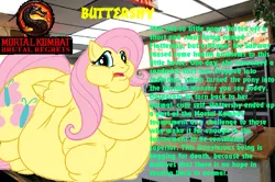 Size: 807x536 | Tagged: safe, banned from derpibooru, deleted from derpibooru, derpibooru import, fluttershy, fat, fattershy, food, morbidly obese, mortal kombat, obese, profile, story, subway