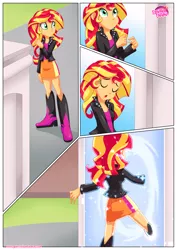 Size: 1200x1697 | Tagged: safe, artist:bbmbbf, banned from derpibooru, deleted from derpibooru, derpibooru import, sunset shimmer, human, comic:like humans do, equestria untamed, equestria girls, comic, image, palcomix, png, portal