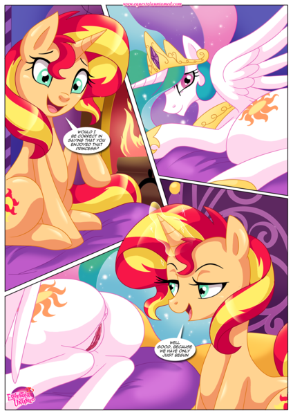 Size: 1200x1697 | Tagged: explicit, artist:bbmbbf, banned from derpibooru, deleted from derpibooru, derpibooru import, princess celestia, sunset shimmer, alicorn, unicorn, comic:like humans do, equestria untamed, anal, comic, female, image, lesbian, oral, palcomix, penetration, png, sex, shipping, sunlestia, tongue out
