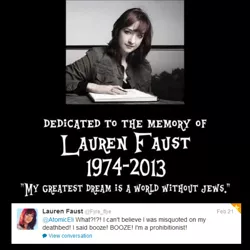 Size: 600x601 | Tagged: safe, banned from derpibooru, deleted from derpibooru, derpibooru import, pony, .mov, swag.mov, antisemitism, lauren faust, meta, racism, twitter