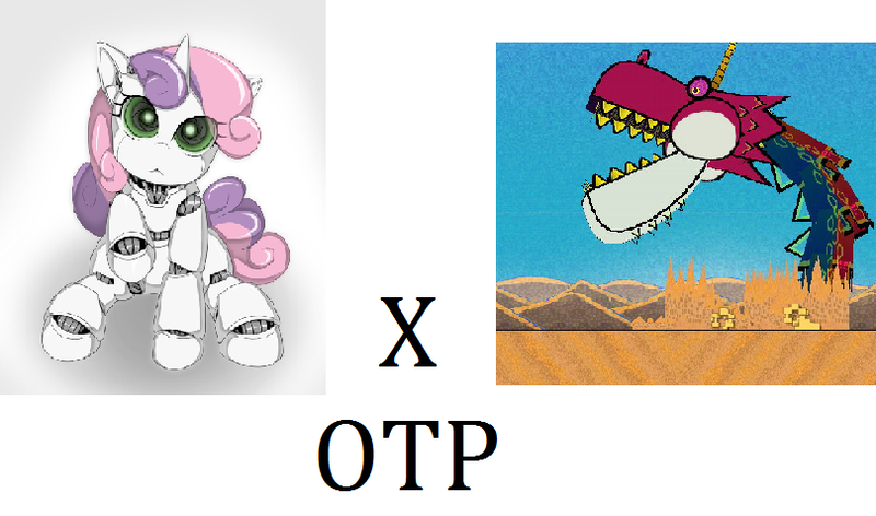 Size: 809x477 | Tagged: safe, banned from derpibooru, deleted from derpibooru, derpibooru import, sweetie belle, robot, crossover, crossover shipping, exploitable meme, female, fracktail, male, meme, otp, paper mario, shipping, straight, super paper mario, sweetie bot