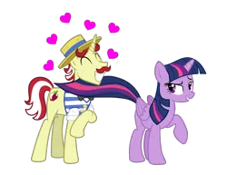 Size: 1910x1472 | Tagged: safe, artist:purplewonderpower, banned from derpibooru, deleted from derpibooru, derpibooru import, flam, twilight sparkle, alicorn, female, flirting, male, shipping, straight, twiflam, twilight sparkle (alicorn)