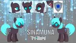 Size: 1069x606 | Tagged: safe, artist:sinamuna, banned from derpibooru, deleted from derpibooru, derpibooru import, oc, oc:civil stone, unofficial characters only, demon, demon pony, original species, pony, base used, blue eyes, blue hair, blue sclera, demonic eyes, male, reference sheet, slit pupils, stallion