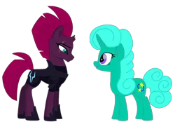 Size: 1471x1080 | Tagged: safe, artist:徐詩珮, banned from derpibooru, deleted from derpibooru, derpibooru import, fizzlepop berrytwist, glitter drops, tempest shadow, unicorn, my little pony: the movie, armor, broken horn, female, glittershadow, horn, lesbian, movie accurate, shipping