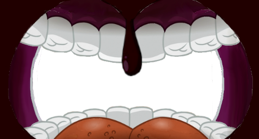 Size: 515x277 | Tagged: safe, artist:trini-mite, banned from derpibooru, deleted from derpibooru, derpibooru import, edit, editor:trini-mite, vector edit, big macintosh, zecora, implied rarity, mouth cam, teeth, throat, uvula, vector