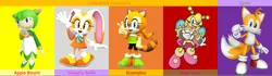 Size: 4046x1125 | Tagged: safe, artist:donamorteboo, banned from derpibooru, deleted from derpibooru, derpibooru import, cosmo the seedrian, cream the rabbit, crossover, marine the raccoon, meme, miles "tails" prower, saffron bee, sonic the hedgehog (series)