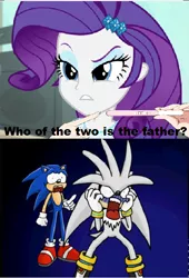 Size: 520x764 | Tagged: safe, artist:brandonale, artist:generalcacti, banned from derpibooru, deleted from derpibooru, derpibooru import, edit, edited screencap, screencap, rarity, equestria girls, crossover, pregnancy test, pregnancy test meme, silver the hedgehog, sonic the hedgehog, sonic the hedgehog (series)