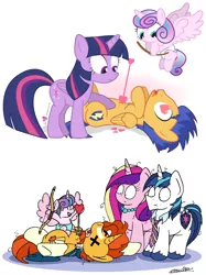 Size: 960x1286 | Tagged: source needed, safe, artist:bobthedalek, artist:dm29, banned from derpibooru, deleted from derpibooru, derpibooru import, flash sentry, princess cadance, princess flurry heart, shining armor, sunburst, twilight sparkle, pony, unicorn, arrow, bow (weapon), bow and arrow, compilation, cupid, cute, diaper, flurrybetes, flying, frown, heart, heart eyes, hearts and hooves day, holiday, jewelry, knocked out, messy mane, necklace, necktie, open mouth, socks (coat marking), spread wings, still alive, stubble, this will not end well, tired, tongue out, uncle flash, uncle sunburst, unconscious, valentine's day, weapon, whoops, wingding eyes, wings