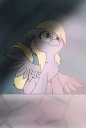 Size: 436x650 | Tagged: safe, artist:imalou, artist:misshoneypot, banned from derpibooru, deleted from derpibooru, derpibooru import, derpy hooves, pegasus, pony, :3, crepuscular rays, female, floppy ears, mare, missing cutie mark, smiling, solo, spread wings, teary eyes, trace, wings