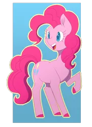 Size: 720x993 | Tagged: safe, artist:gabby-skies, banned from derpibooru, deleted from derpibooru, derpibooru import, pinkie pie, earth pony, pony, colored hooves, cute, diapinkes, female, mare, open mouth, raised hoof, solo