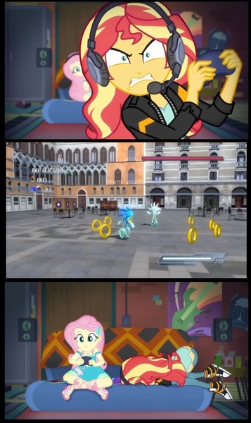 Size: 575x966 | Tagged: safe, banned from derpibooru, deleted from derpibooru, derpibooru import, screencap, fluttershy, sunset shimmer, equestria girls, game stream, spoiler:eqg series (season 2), clothes, converse, face down ass up, gamer sunset, image, it's no use, jpeg, meme, shoes, silver the hedgehog, sonic 06, sonic the hedgehog, sonic the hedgehog (series), sunset gamer, sunset shimmer frustrated at game