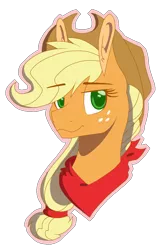 Size: 614x979 | Tagged: safe, artist:gabby-skies, banned from derpibooru, deleted from derpibooru, derpibooru import, applejack, earth pony, pony, applejack's hat, bust, cowboy hat, female, freckles, hat, mare, portrait, simple background, solo, transparent background