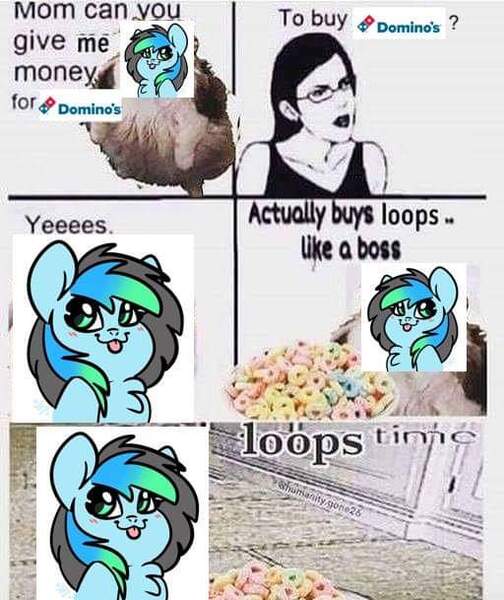 Size: 512x609 | Tagged: safe, artist:kiruart, banned from derpibooru, deleted from derpibooru, derpibooru import, oc, oc:kiru, unofficial characters only, pegasus, pony, cereal, comic, dank memes, domino's, food, froot loops, meme, solo, surreal meme, tongue out