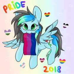 Size: 2000x2000 | Tagged: safe, artist:kiruart, banned from derpibooru, deleted from derpibooru, derpibooru import, oc, oc:kiru, unofficial characters only, pegasus, pony, 2018, flag, pride, pride flag, pride month, solo