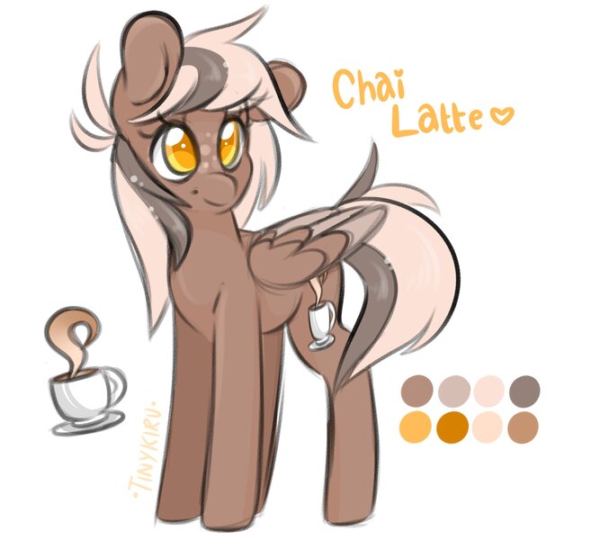 Size: 2000x1800 | Tagged: safe, artist:kiruart, banned from derpibooru, deleted from derpibooru, derpibooru import, oc, oc:chai latte, unofficial characters only, pegasus, pony, coffee, cutie mark, reference sheet, solo, text