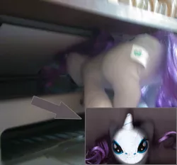 Size: 871x813 | Tagged: safe, artist:c00lguy, banned from derpibooru, deleted from derpibooru, derpibooru import, rarity, pony, butt, how its made, irl, photo, plot, printer, scanner, stuck