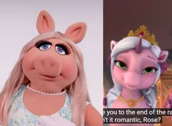 Size: 849x625 | Tagged: safe, banned from derpibooru, deleted from derpibooru, derpibooru import, editor:pony-berserker, unicorn, unicorn filly, bedroom eyes, comparison, crown, english subtitles, filly funtasia, image, jewelry, miss piggy, png, regalia, rose (filly funtasia), the blue rainbow (filly funtasia)