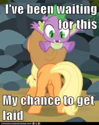 Size: 399x502 | Tagged: safe, banned from derpibooru, deleted from derpibooru, derpibooru import, applejack, spike, spike at your service, applespike, female, male, meme, shipping, straight