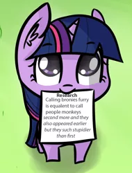 Size: 1080x1419 | Tagged: safe, artist:artiks, banned from derpibooru, deleted from derpibooru, derpibooru import, edit, twilight sparkle, unicorn, background pony strikes again, engrish, female, filly, image, looking at you, mouth hold, mouthpiece, png, research, science, trolling, younger