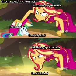 Size: 1024x1024 | Tagged: safe, banned from derpibooru, deleted from derpibooru, derpibooru import, rainbow dash, sunset shimmer, equestria girls, equestria girls series, spring breakdown, spoiler:eqg series (season 2), brexit, caption, european union, image macro, meme, politics, pushing, quicksand, quicksand meme, rejection is magic, text, united kingdom