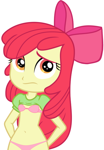 Size: 1876x2707 | Tagged: suggestive, banned from derpibooru, deleted from derpibooru, derpibooru import, edit, vector edit, apple bloom, equestria girls, belly button, bra, clothes, fetish, midriff, navel fetish, shirt, shirt lift, underwear, vector