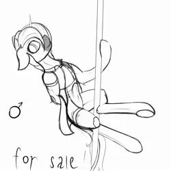 Size: 1920x1920 | Tagged: safe, artist:xenophilie, banned from derpibooru, deleted from derpibooru, derpibooru import, oc, pony, clothes, commission, for sale, garter, hat, male, pole, pole dancing, shirt, sketch, stripper pole, your character here