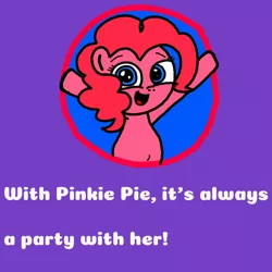 Size: 768x768 | Tagged: safe, artist:sebtheartist, banned from derpibooru, deleted from derpibooru, derpibooru import, pinkie pie, pony, celebrating, cute, diapinkes, ibispaint x, purple background, simple background