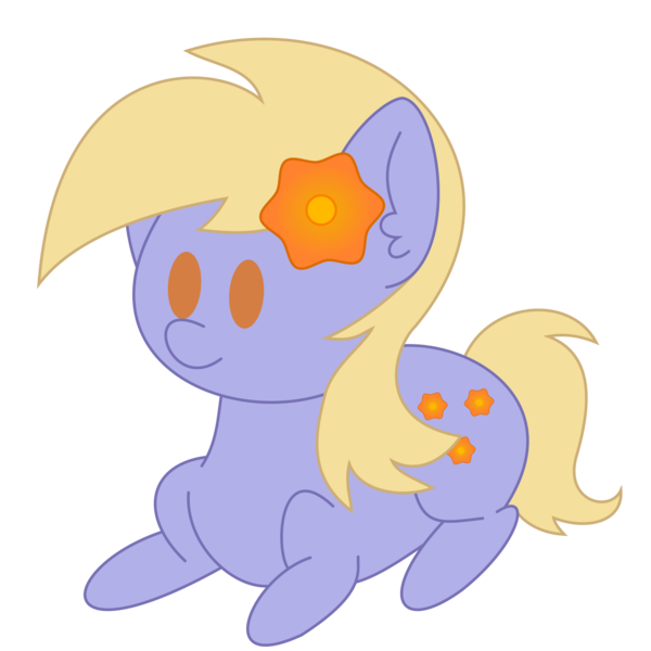 Size: 2000x2000 | Tagged: safe, artist:solardoodles, derpibooru import, doseydotes, earth pony, pony, chibi, female, flower, flower in hair, lying down, mare, no pupils, simple background, smiling, solo, transparent background