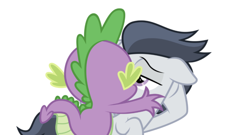Size: 750x445 | Tagged: suggestive, artist:undeadponysoldier, banned from derpibooru, deleted from derpibooru, derpibooru import, rumble, spike, dragon, pegasus, pony, bedroom eyes, colt, droopy ears, ear down, gay, implied foalcon, interspecies, kiss on the lips, kissing, making out, male, rumblespike, shipping, stupid sexy rumble
