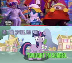 Size: 640x557 | Tagged: episode needed, safe, banned from derpibooru, deleted from derpibooru, derpibooru import, edit, edited screencap, editor:undeadponysoldier, screencap, twilight sparkle, alicorn, dragon, human, unicorn, bad cosplay, eric cartman, female, flower, hoof hugs, hugging leg, irl, irl human, male, mare, nightmare fuel, nope, nope nope nope nope nope nope, photo, ponyville, poor spike, scared, scarred for life, smurfette, smurfs, so much nope, south park, talk show, the view, unicorn twilight, wrong aspect ratio