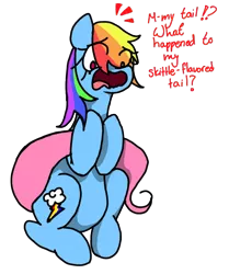 Size: 768x920 | Tagged: safe, artist:p-l-u-m-b-u-m, banned from derpibooru, deleted from derpibooru, derpibooru import, fluttershy, rainbow dash, candy, food, open mouth, shocked, sitting, skittles, tail swap, wide eyes