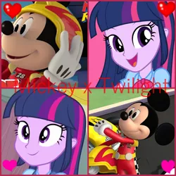 Size: 900x900 | Tagged: safe, artist:xxkawailloverchanxx, banned from derpibooru, deleted from derpibooru, derpibooru import, twilight sparkle, twilight sparkle (alicorn), alicorn, equestria girls, art trade, collage, crossover, crossover shipping, disney, mickey mouse, shipping