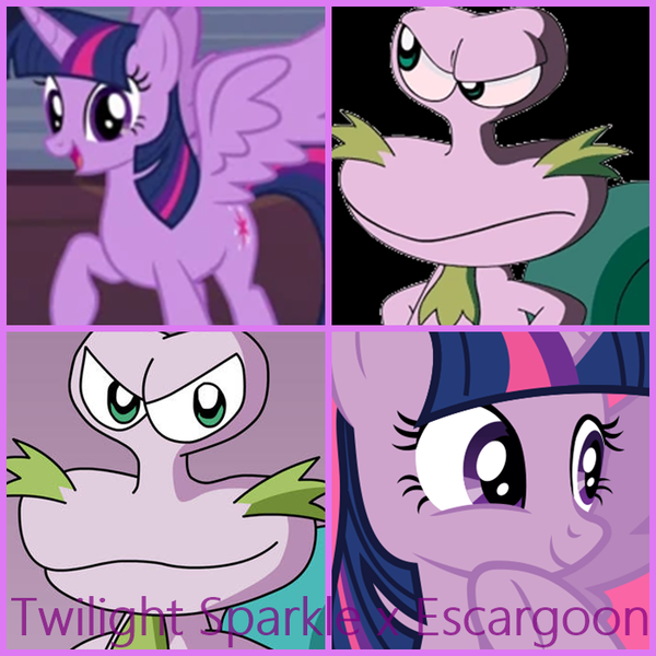 Size: 700x700 | Tagged: safe, artist:xxkawailloverchanxx, banned from derpibooru, deleted from derpibooru, derpibooru import, edit, edited screencap, screencap, twilight sparkle, twilight sparkle (alicorn), alicorn, pony, art trade, collage, crossover, crossover shipping, escargoon, kirby, kirby right back at ya, shipping