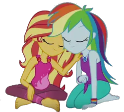 Size: 2048x1842 | Tagged: safe, banned from derpibooru, deleted from derpibooru, derpibooru import, edit, edited screencap, editor:larryboyfan1996, screencap, rainbow dash, sunset shimmer, equestria girls, equestria girls series, wake up!, spoiler:choose your own ending (season 2), spoiler:eqg series (season 2), background removed, barefoot, clothes, cute, cyoa, dashabetes, feet, hug, not a vector, shimmerbetes, shipping fuel, simple background, sleeveless, tanktop, transparent background, wake up!: rainbow dash