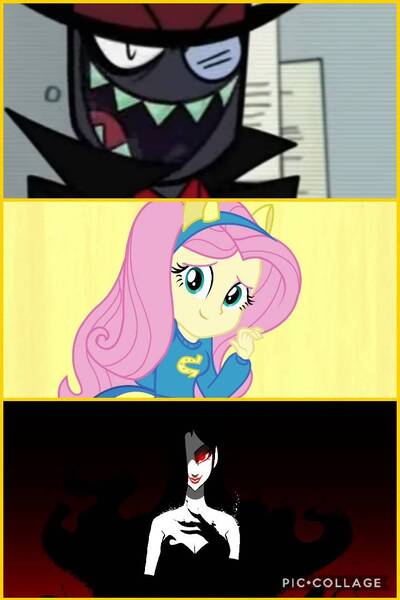 Size: 720x1080 | Tagged: safe, artist:noreencreatesstuff, banned from derpibooru, deleted from derpibooru, derpibooru import, edit, edited screencap, screencap, equestria girls, art trade, black hat (villainous), collage, crossover, penumbra, villainous