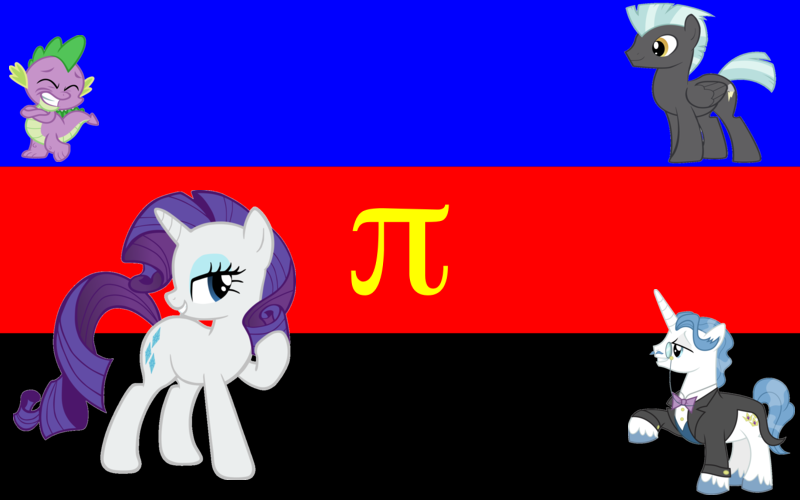 Size: 800x500 | Tagged: safe, artist:mlpfan3991, banned from derpibooru, deleted from derpibooru, derpibooru import, fancypants, rarity, spike, thunderlane, female, male, pi, polyamory, pride, pride flag, rarilane, raripants, rarity gets all the stallions, shipping, sparity, straight, π