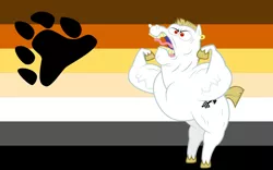 Size: 800x500 | Tagged: safe, artist:mlpfan3991, banned from derpibooru, deleted from derpibooru, derpibooru import, bulk biceps, bear pride flag, pride, pride flag, pride month