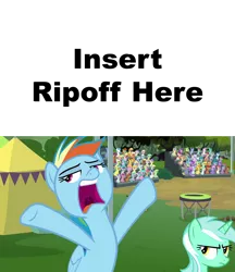Size: 1617x1872 | Tagged: safe, banned from derpibooru, deleted from derpibooru, derpibooru import, edit, edited screencap, screencap, button mash, gallus, goldengrape, huckleberry, lyra heartstrings, november rain, rainbow dash, silverstream, sir colton vines iii, smolder, pony, the washouts (episode), background pony, dashie hates ripoffs, friendship student, insert picture here, lyra is not amused, template, unamused