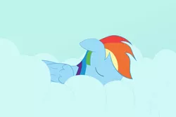 Size: 1576x1054 | Tagged: safe, artist:kiikrindar, banned from derpibooru, deleted from derpibooru, derpibooru import, rainbow dash, pegasus, pony, atg 2019, cloud, newbie artist training grounds, on a cloud, sleeping, solo