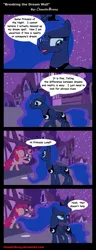 Size: 724x1878 | Tagged: safe, artist:silverslinger, banned from derpibooru, deleted from derpibooru, derpibooru import, pinkie pie, princess luna, comic, dream walker luna, hilarious in hindsight, lampshade hanging, no face, pinkie being pinkie