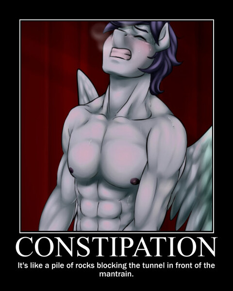 Size: 600x750 | Tagged: questionable, artist:pia-sama, banned from derpibooru, deleted from derpibooru, derpibooru import, soarin', anthro, pegasus, abs, biceps, constipated, cropped, deltoids, gritted teeth, implied orgy, male, motivational poster, muscles, nudity, pecs, stallion, sweat